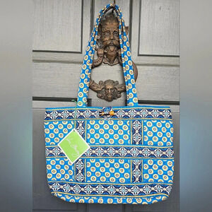 Vera Bradley Retired Small Tic Tac Tote Riviera Blue Travel Bag NWT